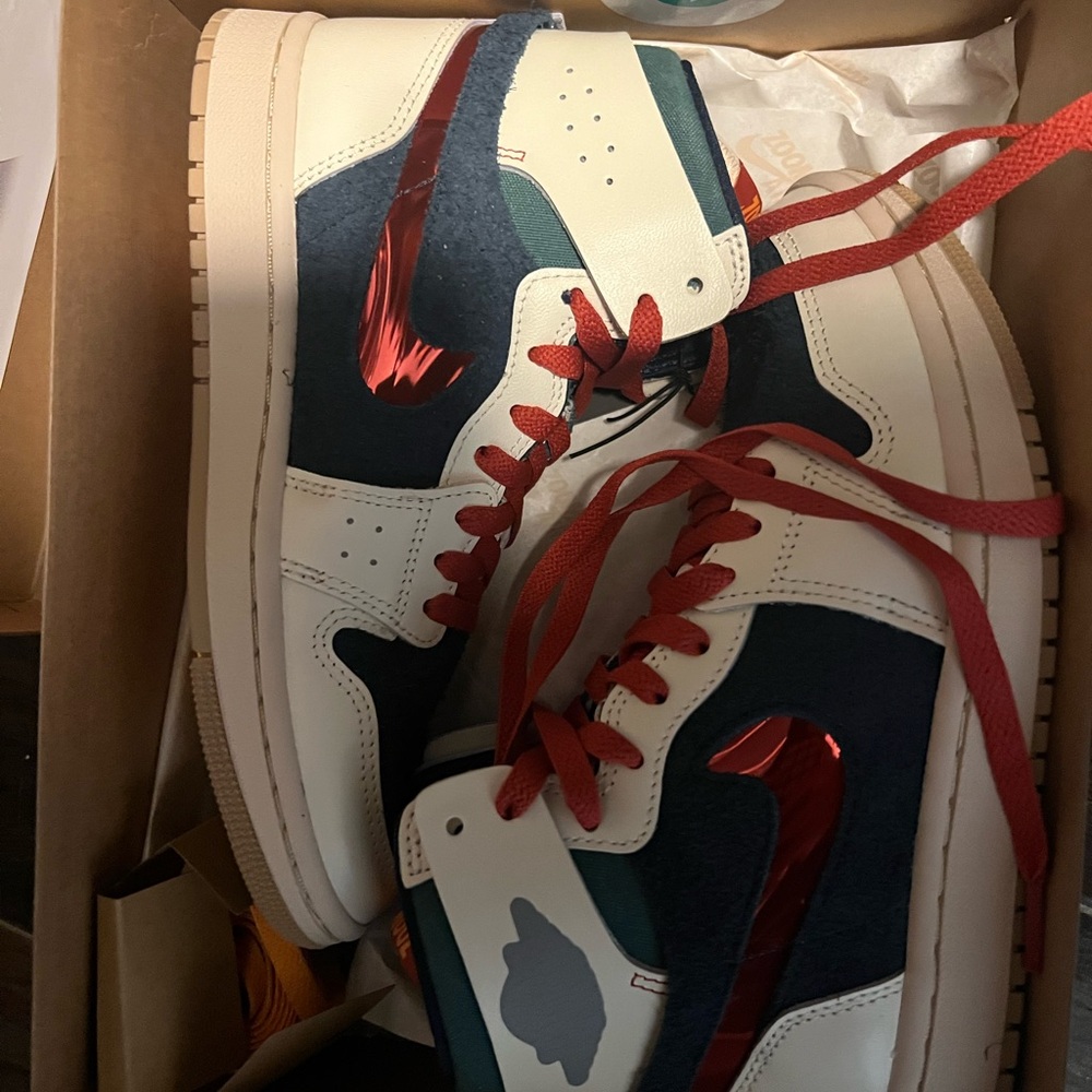 Jordan High-Top Sneakers with Red Accents